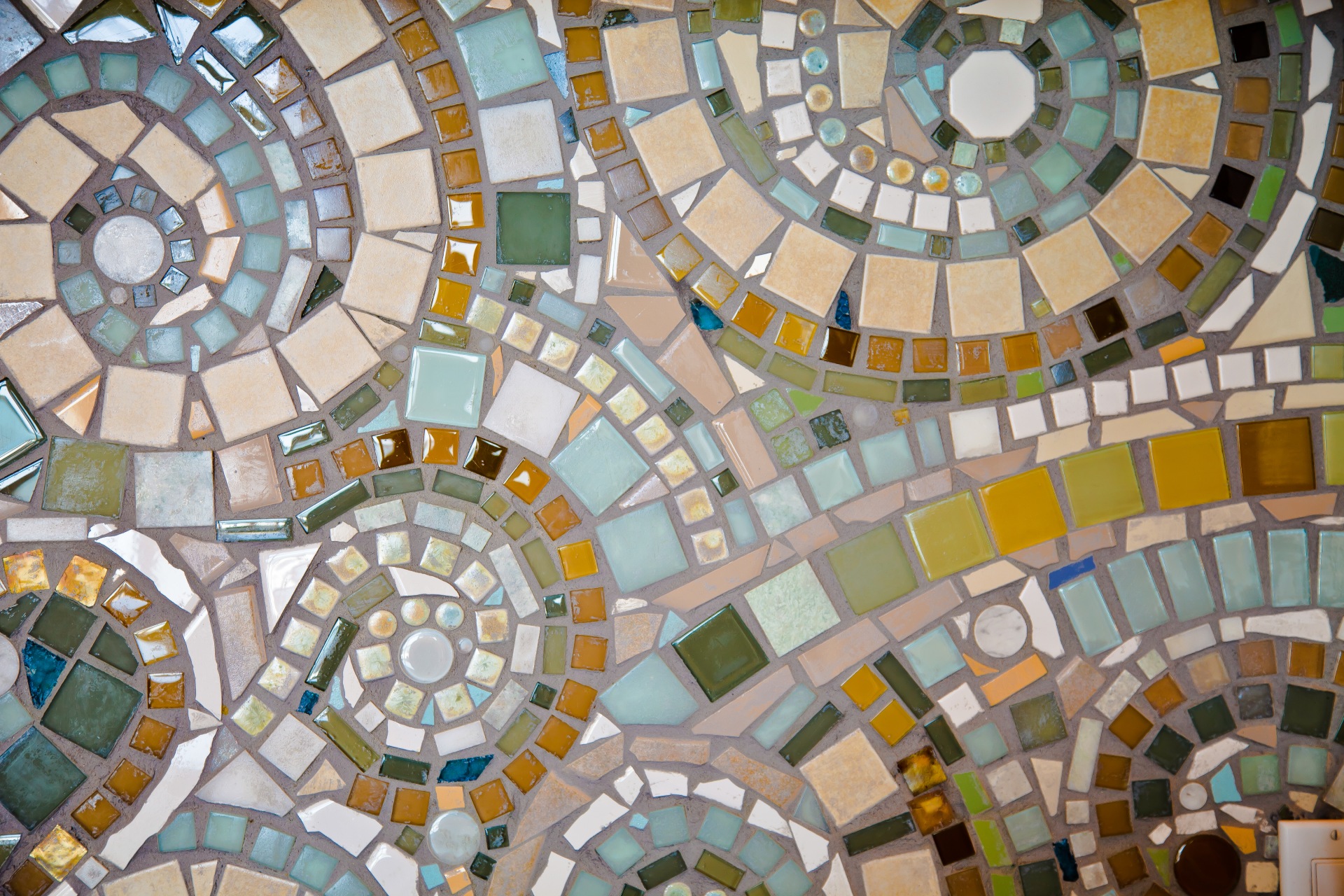 colorful spiral accent on tiles