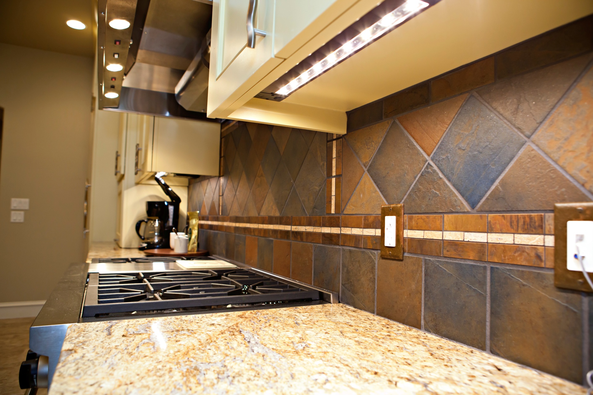 kitchen countertop with stove