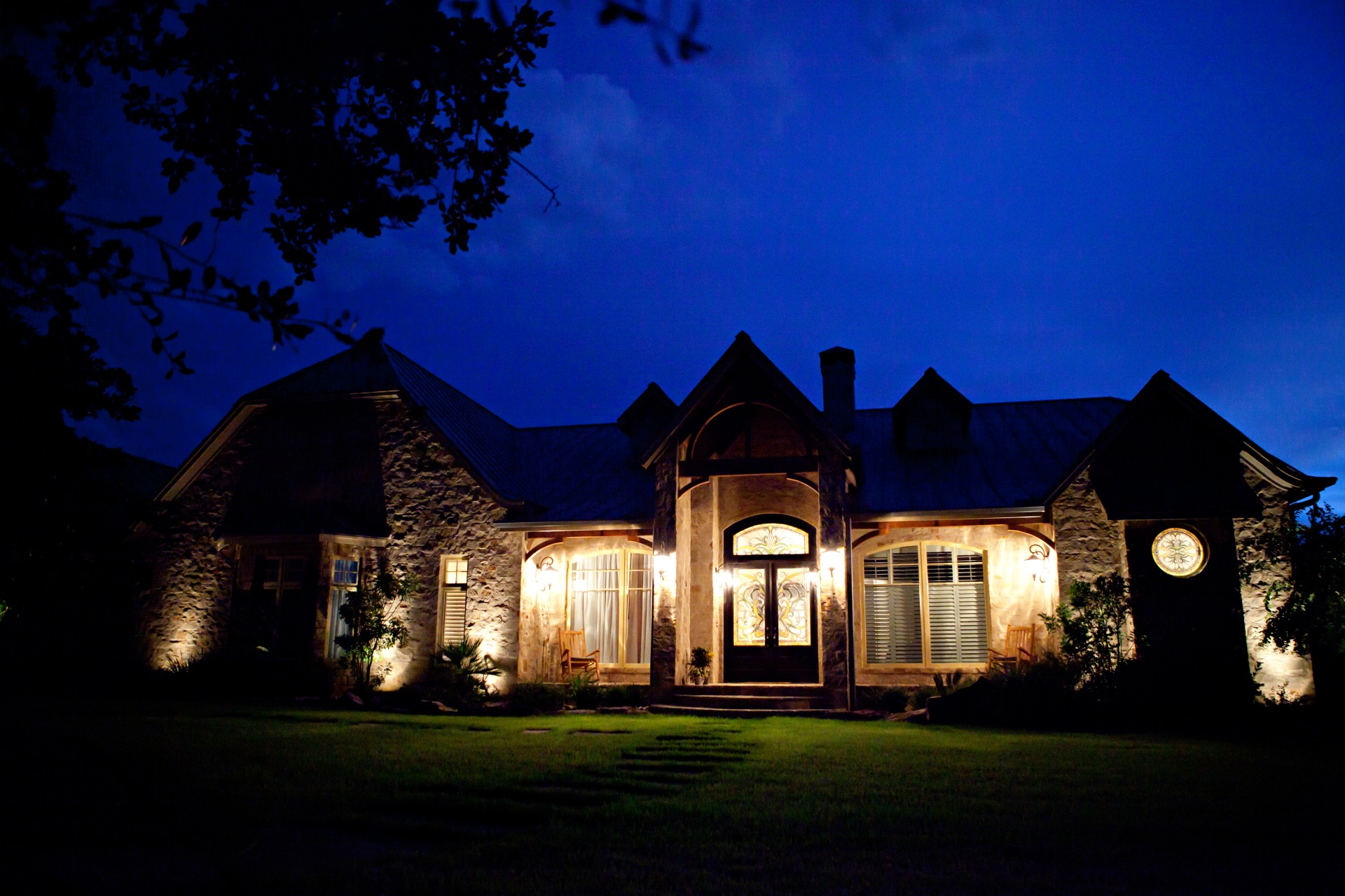 outdoor view of the house at nighttime