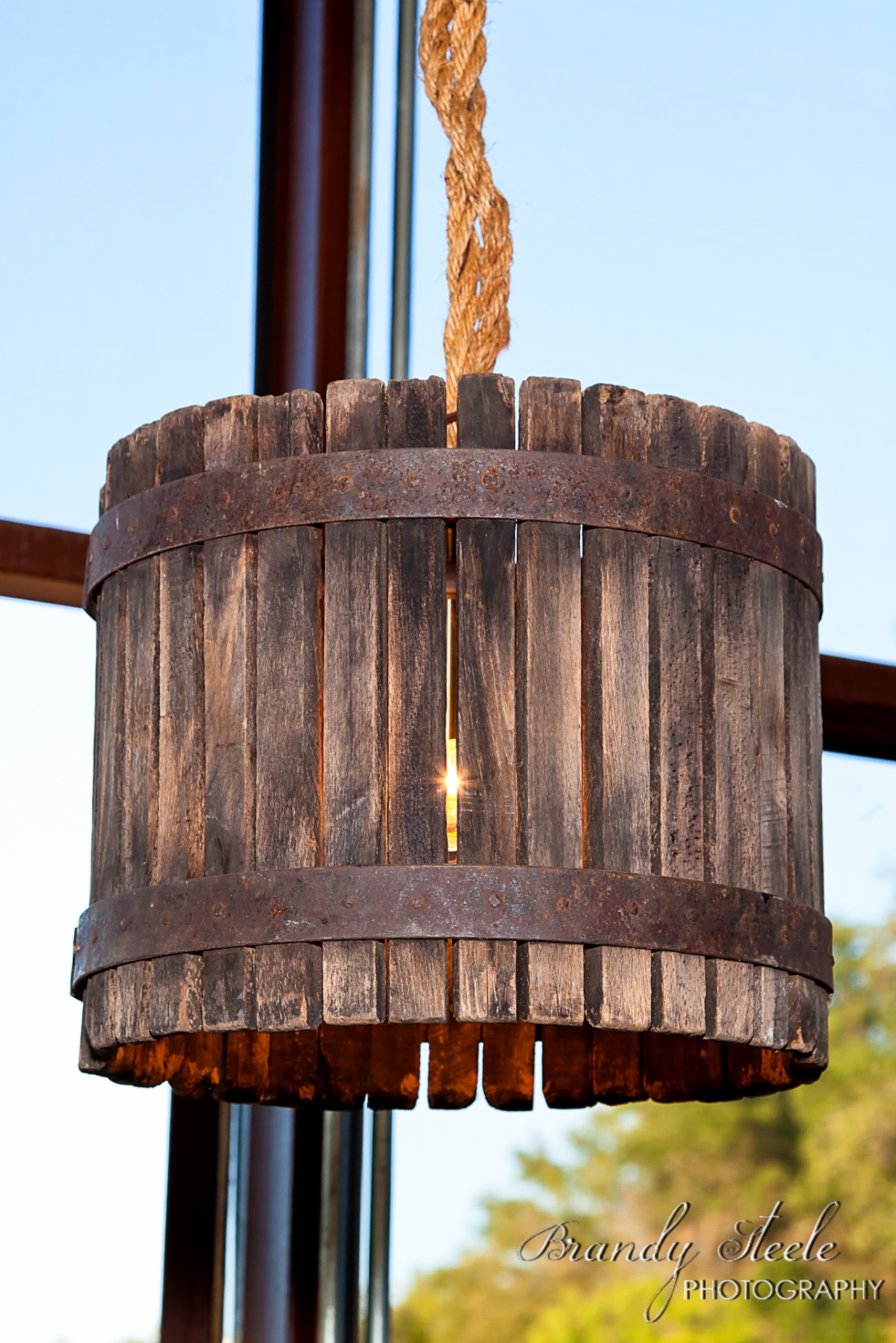custom and wooden cylindrical chandelier