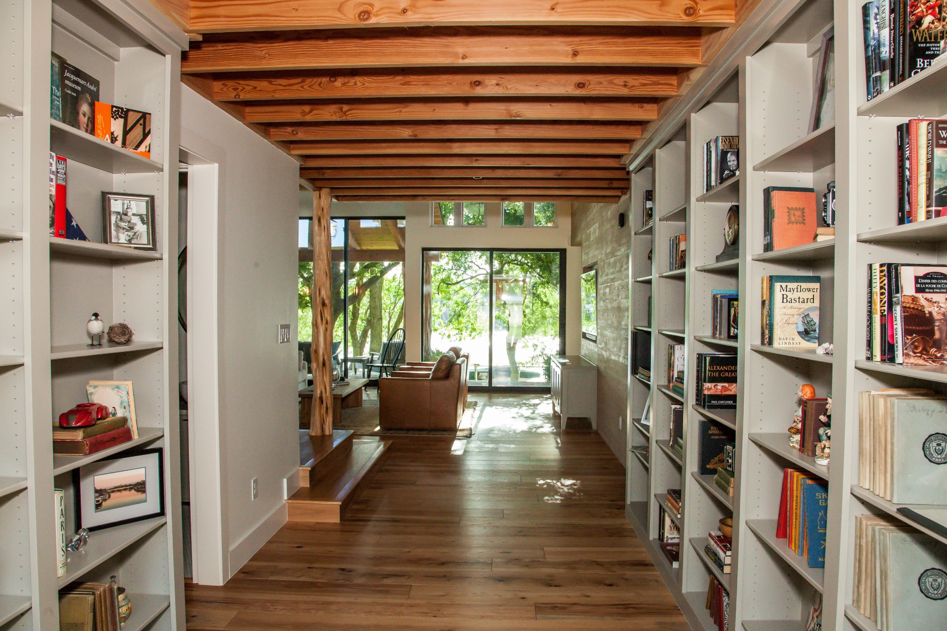 home with book shelves