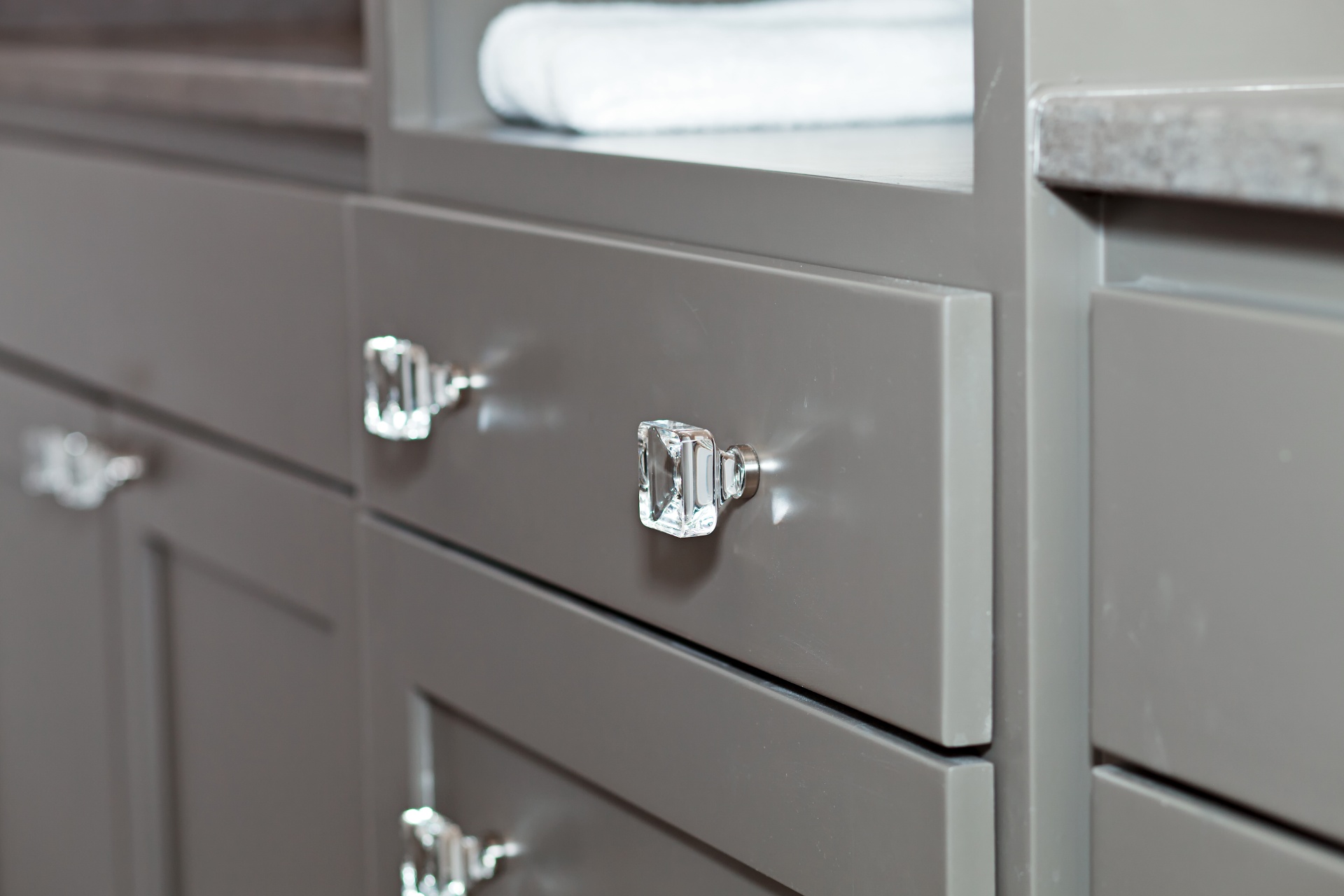 drawer with glass knob